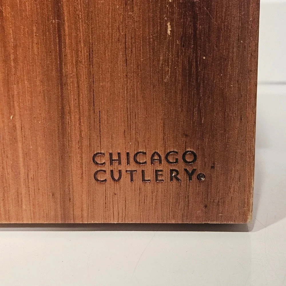 Chicago Cutlery Knife Block Brown Wood 14 Slot with Built-in Sharpener